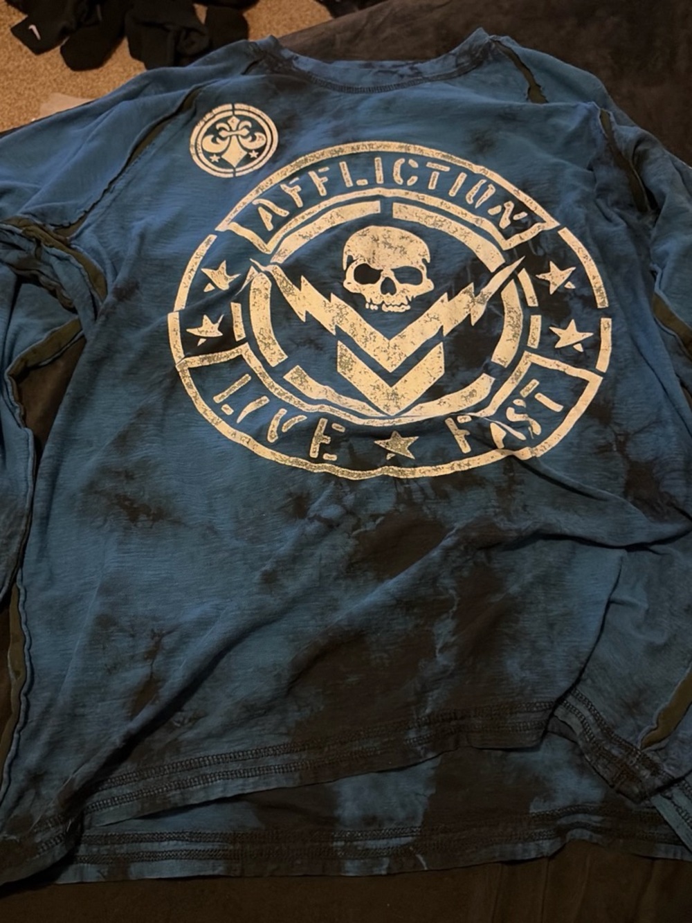 Affliction Blue Skull Emblem Long Sleeve Shirt